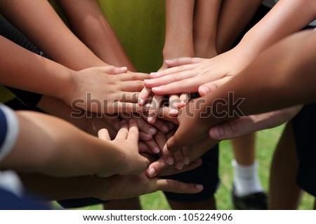 group of young people's hands Royalty-Free Stock Photo #105224906