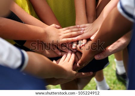 group of young people's hands Royalty-Free Stock Photo #105224912