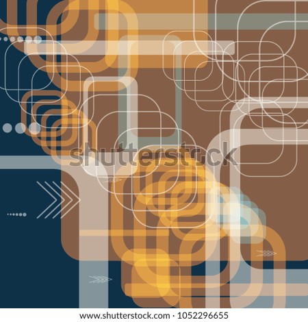 Tech Pattern. Colorful Square Technology Background with Frames, Squares, Dots, Arrows and Lines. Modern Abstract Texture for Wallpaper, Applications, Web. Futuristic Digital Texture. Vector.