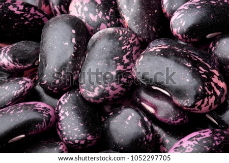 Texture of Scarlet runner beans, phaseolus coccineus.Background of Scarlet runner ,beans.Cocnept textures of legumes.Full depth of field