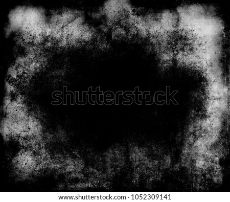 Black horror scratched texture background with black frame and space for your text or picture