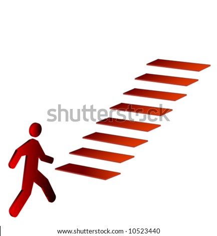 Red man climbing the stairs