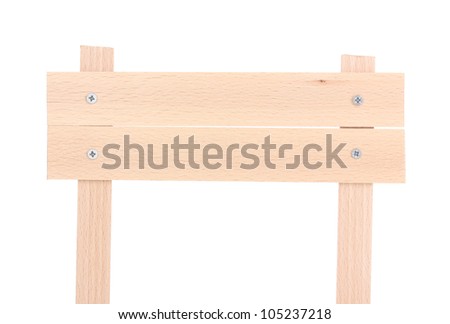 Wooden signboard isolated on white
