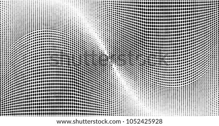 Grunge halftone dots pattern texture background. Black pixels. Modern dotted vector illustration. Abstract wavy lines. Points backdrop. Grungy spotted pattern. Wide image