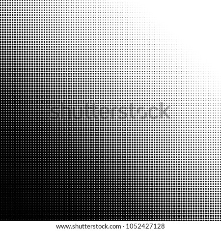 Polka dot halftone pattern. Gradient dots background. Modern vector illustration. Abstract curves. Points backdrop. Dotted spotted pattern. Monochrome grunge template