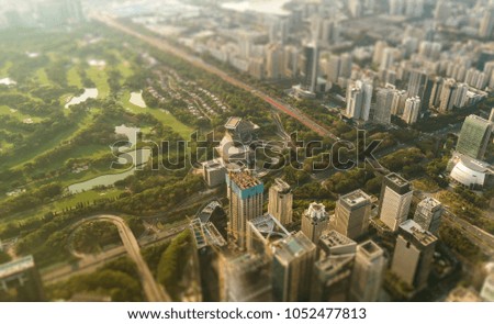 A bird's eye view of the urban architectural landscape in Shenzh