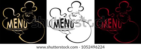 contour of the cook with a dish Menu logo
