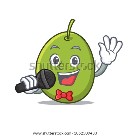 Singing olive mascot cartoon style