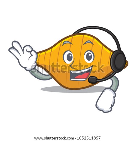 With headphone conchiglie pasta mascot cartoon