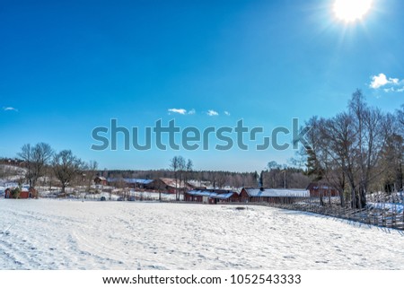 Tyresta village in Tyresta National Park in springtime Royalty-Free Stock Photo #1052543333