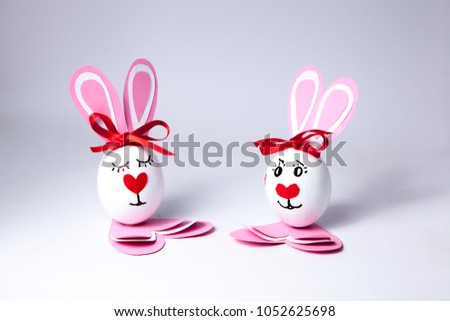 Funny easter eggs boy and girl