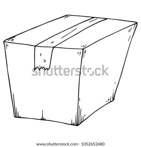 Vector illustration of a cardboard box. Packing box. Hand drawn box.