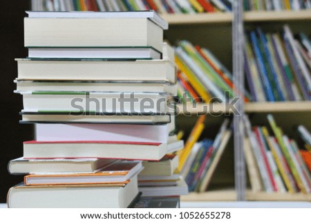 Stack of books in the library