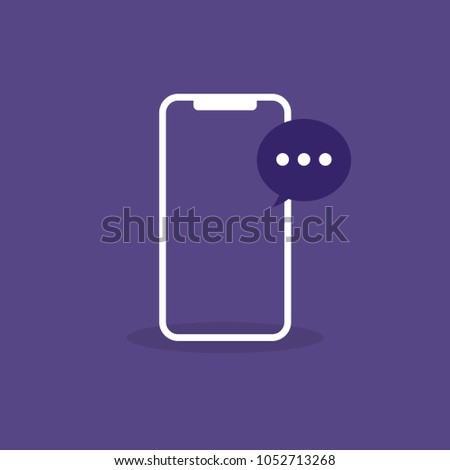 Vector message on a transparent smartphone. Flat style. Iphone X icon