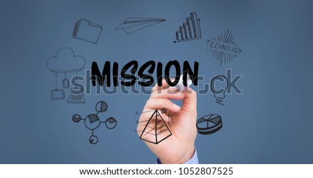 Digital composite of Hand drawing mission icons