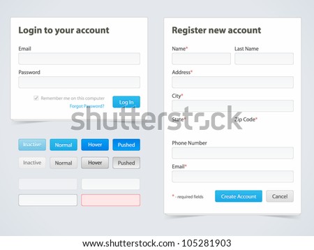 Registration form and login form Royalty-Free Stock Photo #105281903