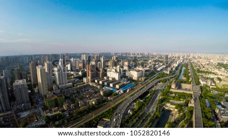Aerial city landscape
