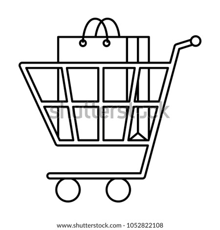 cart with paper shopping bag