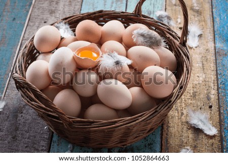 Fresh organic eggs on wooden background. Bio,eco,organic.natural products.