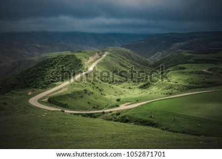 Beautiful Mountain Road in the Nagorno-Karabakh, Caucasus Royalty-Free Stock Photo #1052871701