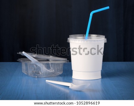 Cutlery made of disposable plastic Royalty-Free Stock Photo #1052896619