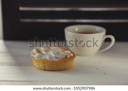 meringue cake, meringue on a white table assorted