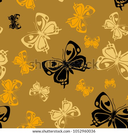 Pretty seamless butterfly iterative texture isolated on contrast back layer. Season butterfly repeat theme vector. Wildlife insect fauna backdrop for wallpaper.