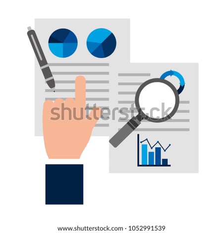 hand with paper work report analysis business