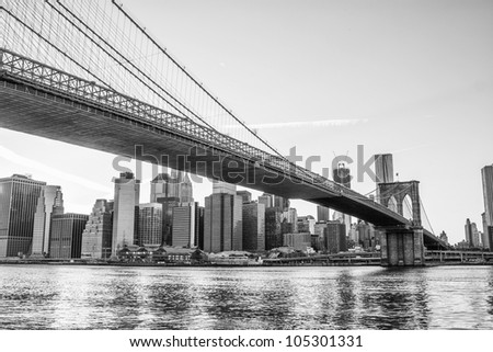 Architectural Detail of Brooklyn Bridge in New York City, U.S.A.