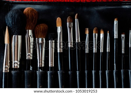 makeup brushes Eyebrows  background / paintbrush beauty accessory
