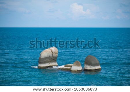 Rocks , sea and blue sky
