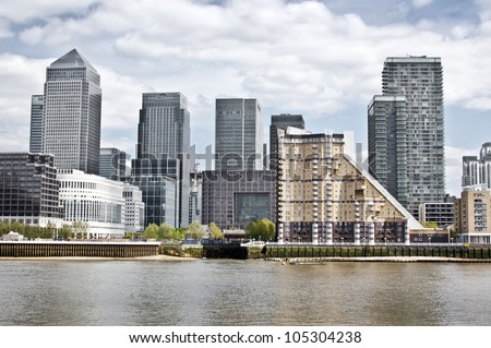 Canary Wharf Skyline from the Thames, London
