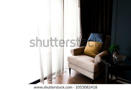 living room with sofa furniture. Relax architecture in day light for background