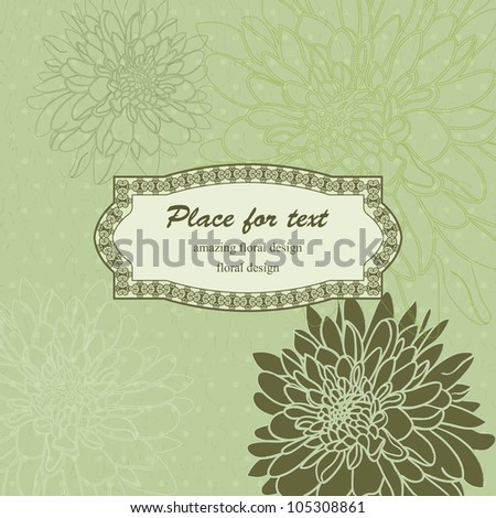 Vintage Floral Card with hand-drawn flowers. Seamless background