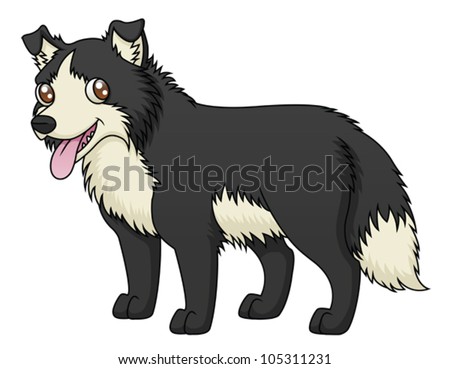 An illustration of a cartoon sheep dog. Eps 10 Vector.