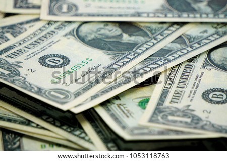One us dolar banknotes Royalty-Free Stock Photo #1053118763