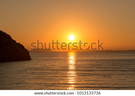 In the Saladeta Creek at sunset in Ibiza, Spain Royalty-Free Stock Photo #1053133736