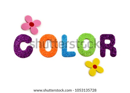 Colored lettering Color stock images. Colorful inscription on a white background. Decorative multicolored inscription