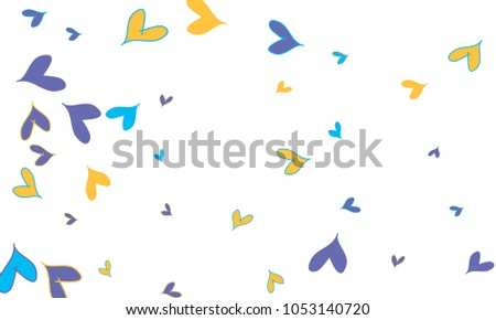 Many Stylish, Modern and Good Looking Blue and Yellow Hearts on White Background