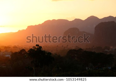 Inferno sunset in Viñales valley in Cuba