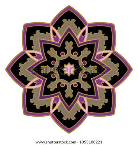 Simple abstract mandala. Design element. Colorful elegant ornament.