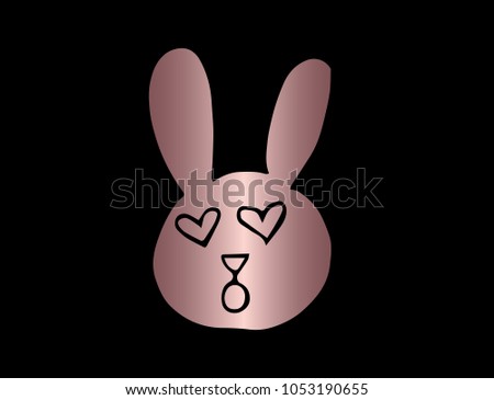 Rose Gold Flat Line Icon, Sign, Symbol In love Bunny Rabbit Easter Holiday Mammal Wildlife Silhouette. Graphic Design Concept, Element, Vector, Illustration EPS 10