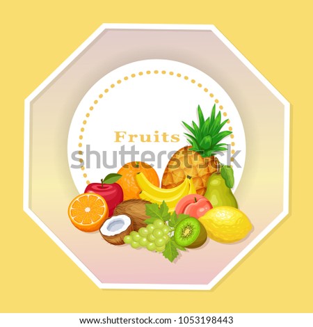 Frame with fruits. Vector template.