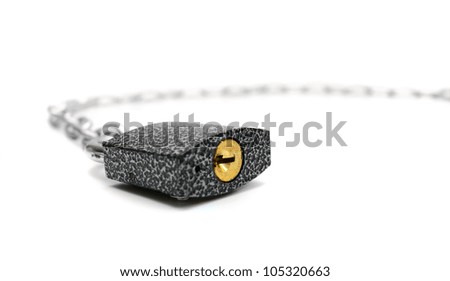 The lock and chain. On a white background.