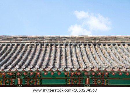 Beautiful old palace with blue sky in Korea