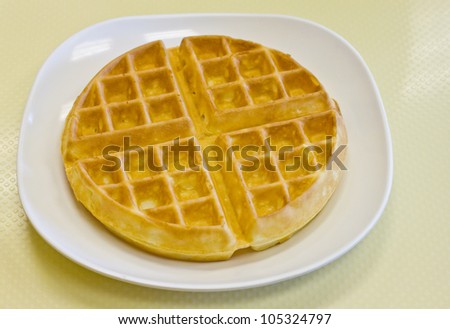 Tradition waffle in white plate  on  the table