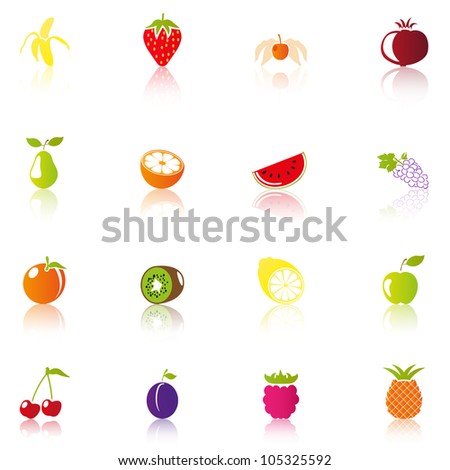 16 Fruit Icons, colorful
