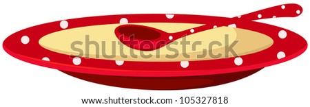 illustration of isolated a plate of soup with spoon