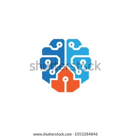 Electronic brain vector logo