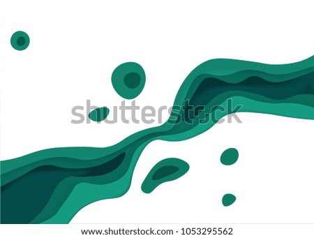 Vector illustration of white and green background/texture with papercut effect. Template for badge, icon, poster, postcard, cards, banner. Great for book cover.
